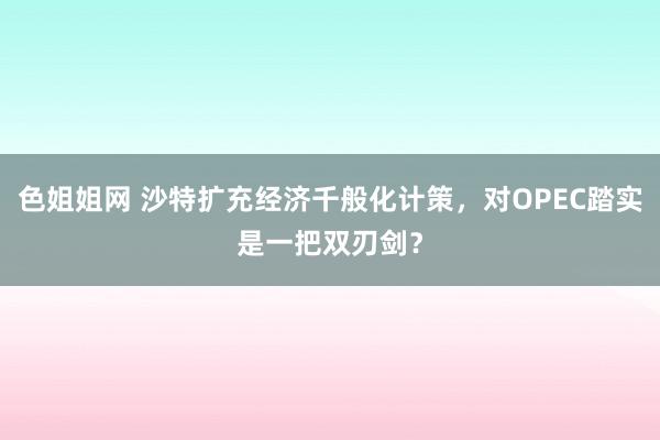 色姐姐网 沙特扩充经济千般化计策，对OPEC踏实是一把双刃剑？