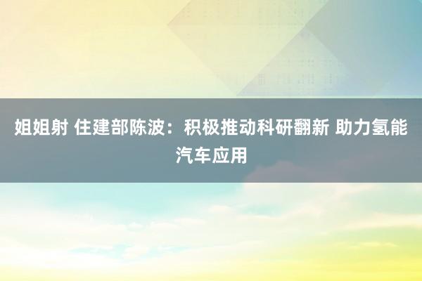 姐姐射 住建部陈波：积极推动科研翻新 助力氢能汽车应用