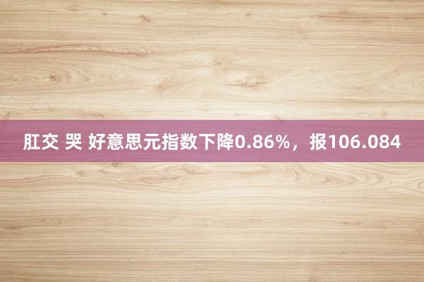 肛交 哭 好意思元指数下降0.86%，报106.084