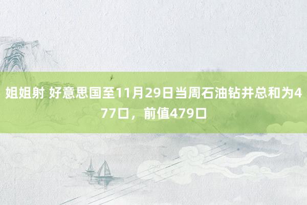 姐姐射 好意思国至11月29日当周石油钻井总和为477口，前值479口