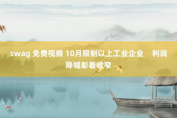 swag 免费视频 10月限制以上工业企业    利润降幅彰着收窄