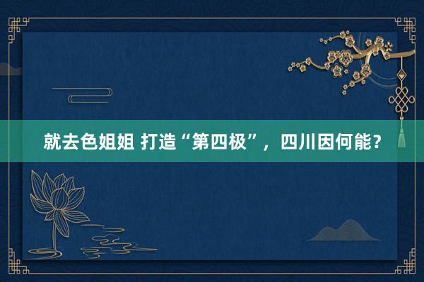 就去色姐姐 打造“第四极”，四川因何能？